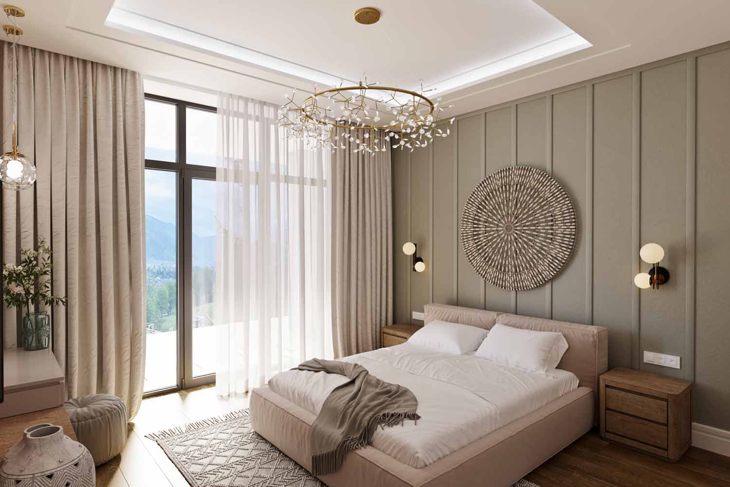 Schlafzimmer modern-klassisch, digitales Home Staging für den Hausverkauf in Starnberg
