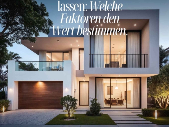 Modernes Einfamilienhaus am Abend – Haus bewerten lassen: Welche Faktoren den Wert bestimmen