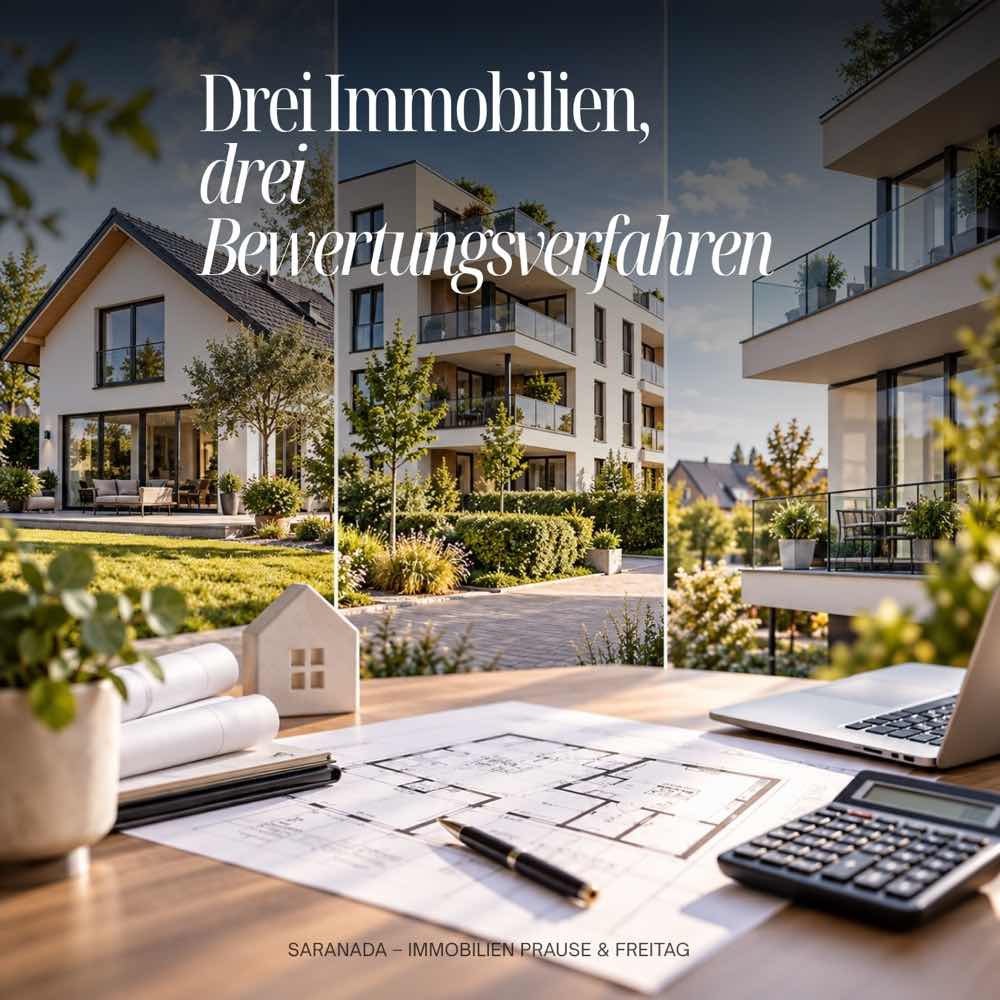Drei Immobilien, drei Immobilienbewertungsverfahren – Vergleich von Haus, Mehrfamilienhaus und Eigentumswohnung
